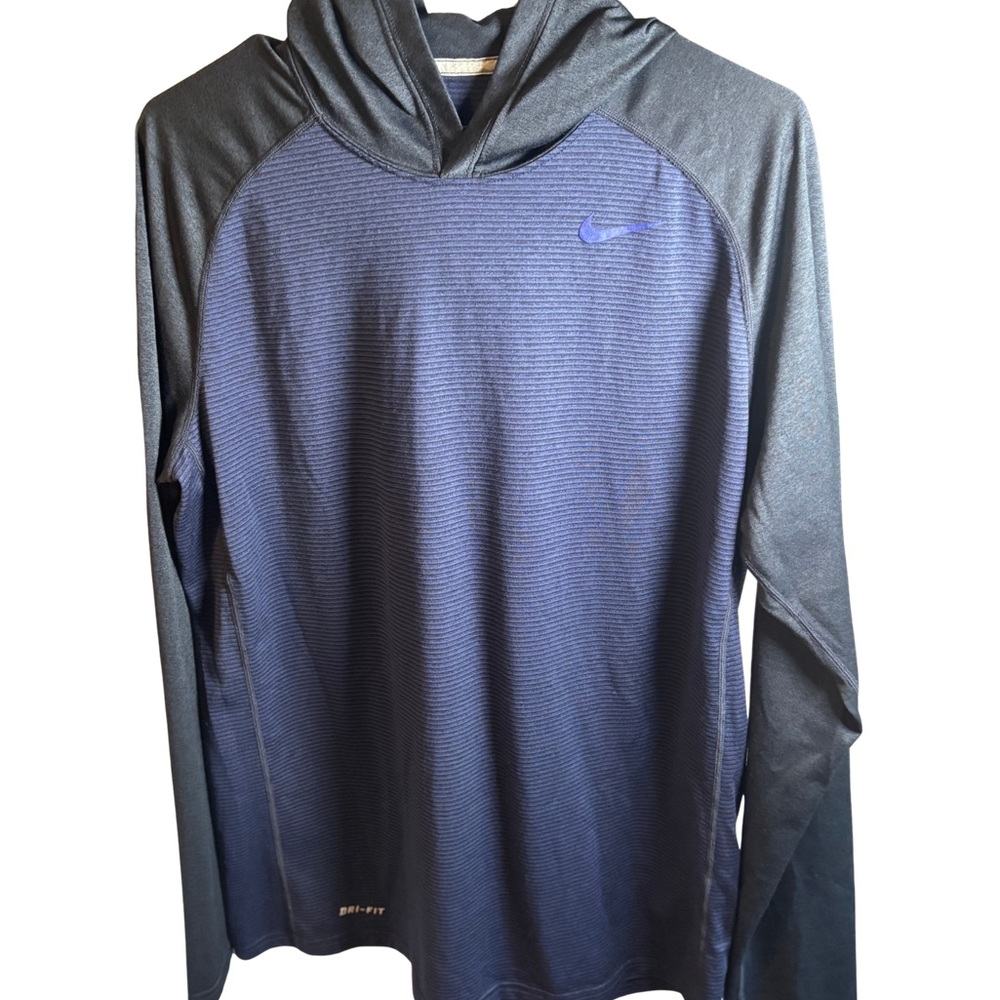 Nike Black and Blue Performance Athletic Dry Fit Hoodie Women’s Large